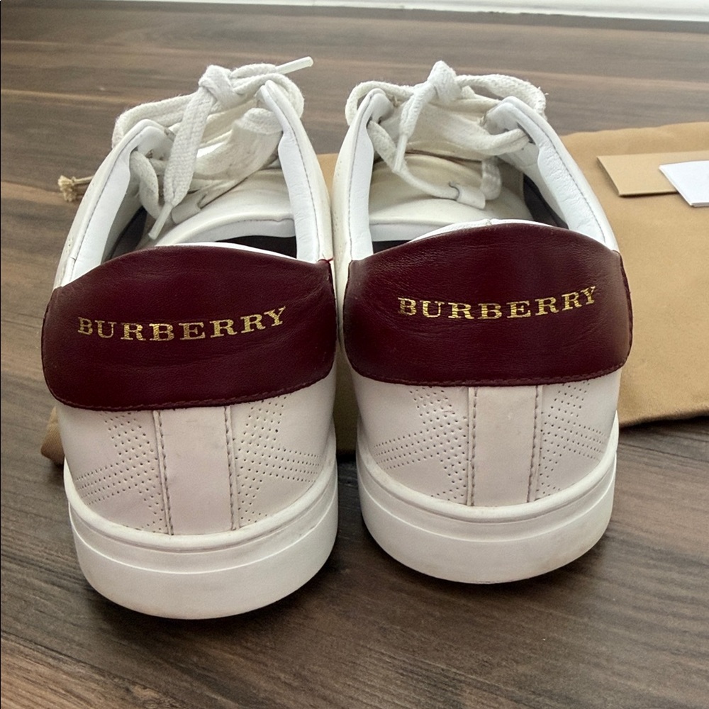 Burberry Men’s White Leather Sneakers - Picture 4 of 12